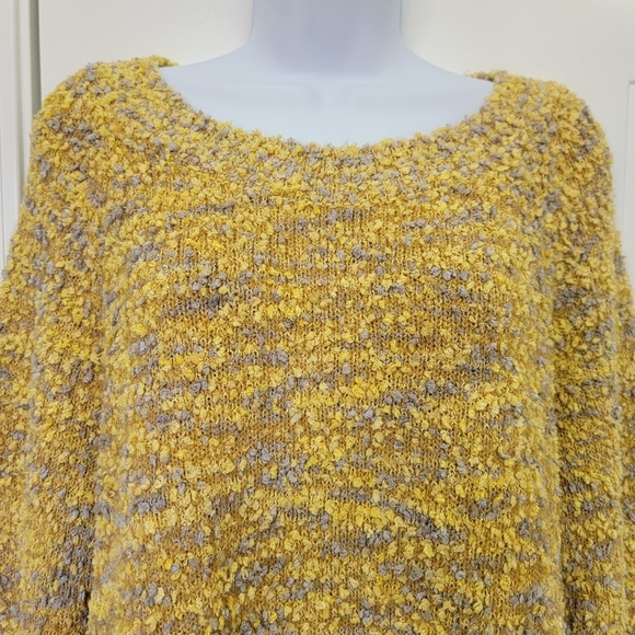 Soft Surroundings Yellow Gray Marled Textured Knit Sweater Size Medium - Picture 4 of 10